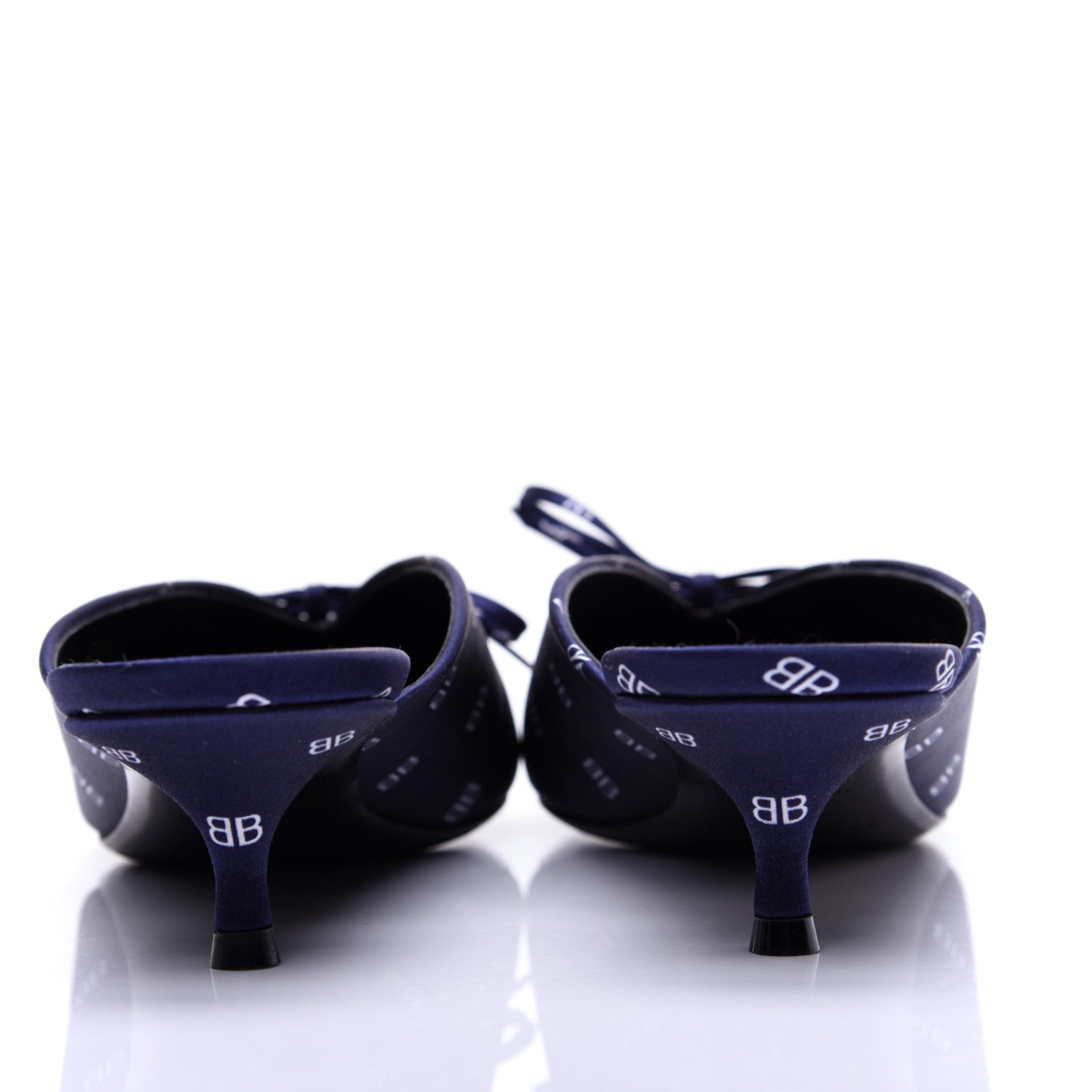 Balenciaga Crepe Satin BB Printed Knife Pointed Toe 40mm Mules 40 Blue White 6 of 12