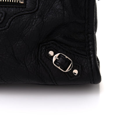 Balenciaga Agneau Classic Silver Hardware Nano City Logo Strap Black White 9 of 9