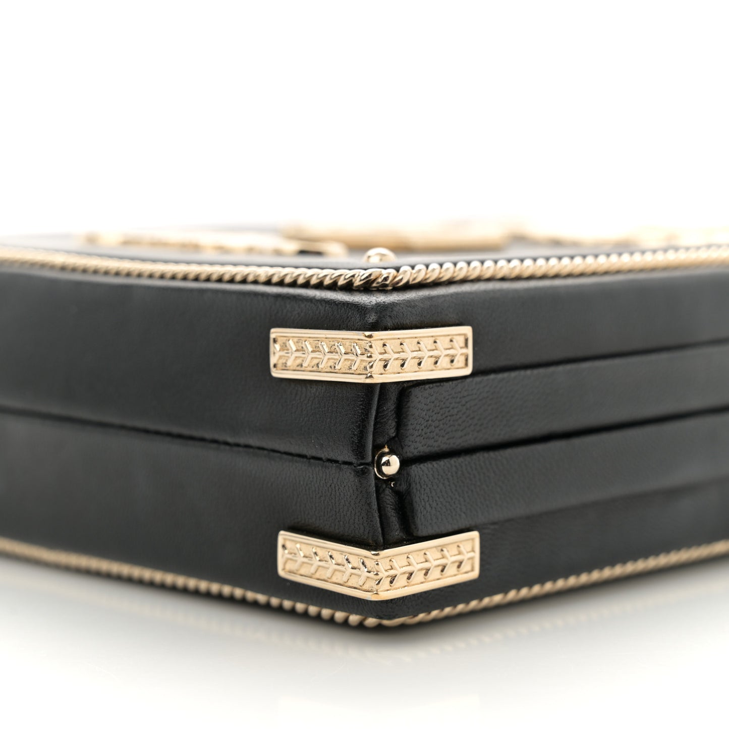 Lambskin Room Card Minaudiere Evening Bag Black Gold