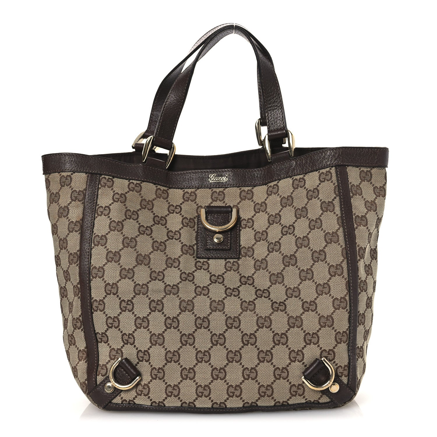 Gucci Monogram Small Gold D Ring Tote Brown 1 of 15