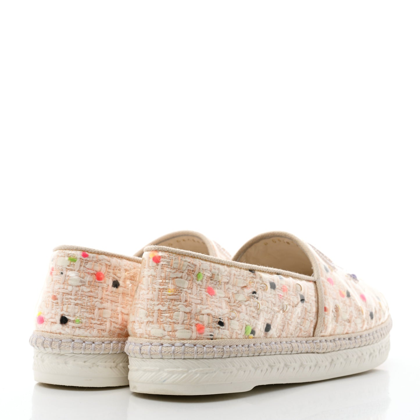 PVC Tweed CC Espadrilles 39 Coral White Transparent