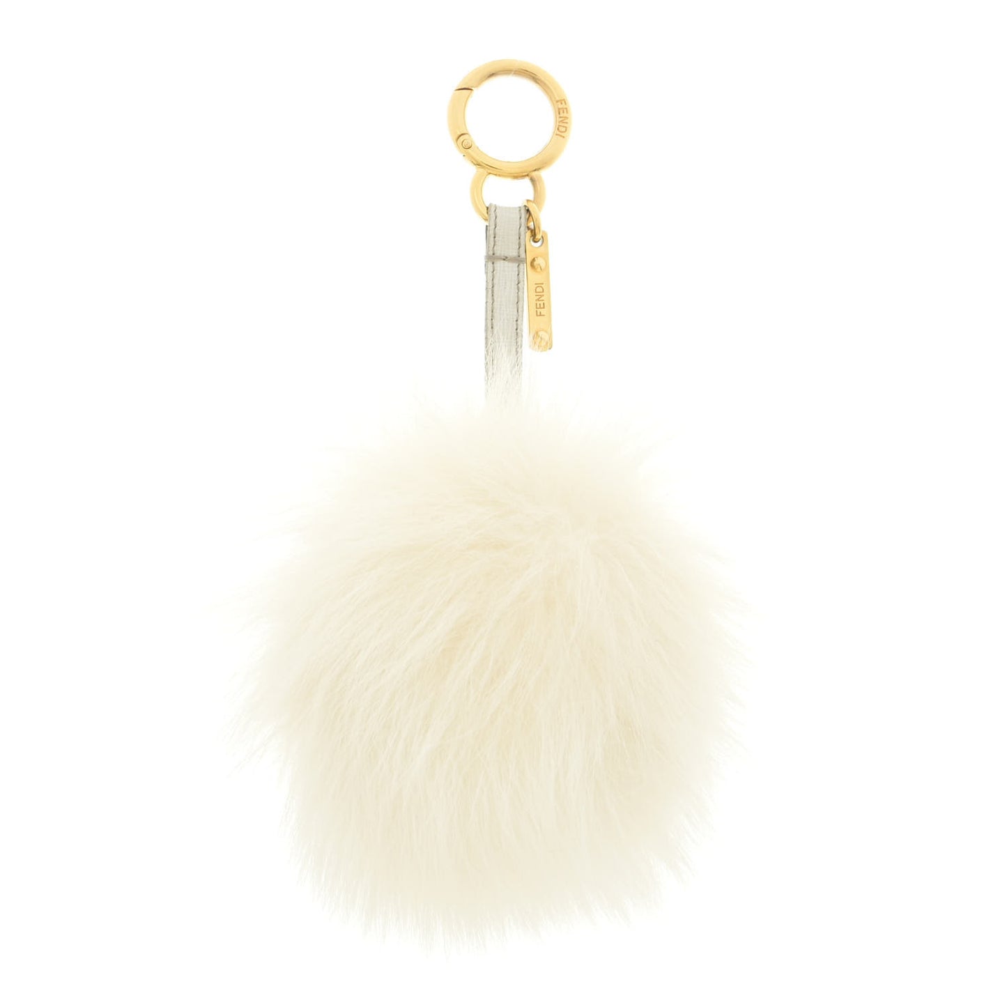 Fox Fur Pom Pom Bag Charm White
