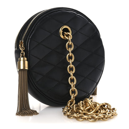 Saint Laurent Lambskin Quilted Round Le Maillon Round Tassel Chain Crossbody Bag Black 3 of 11