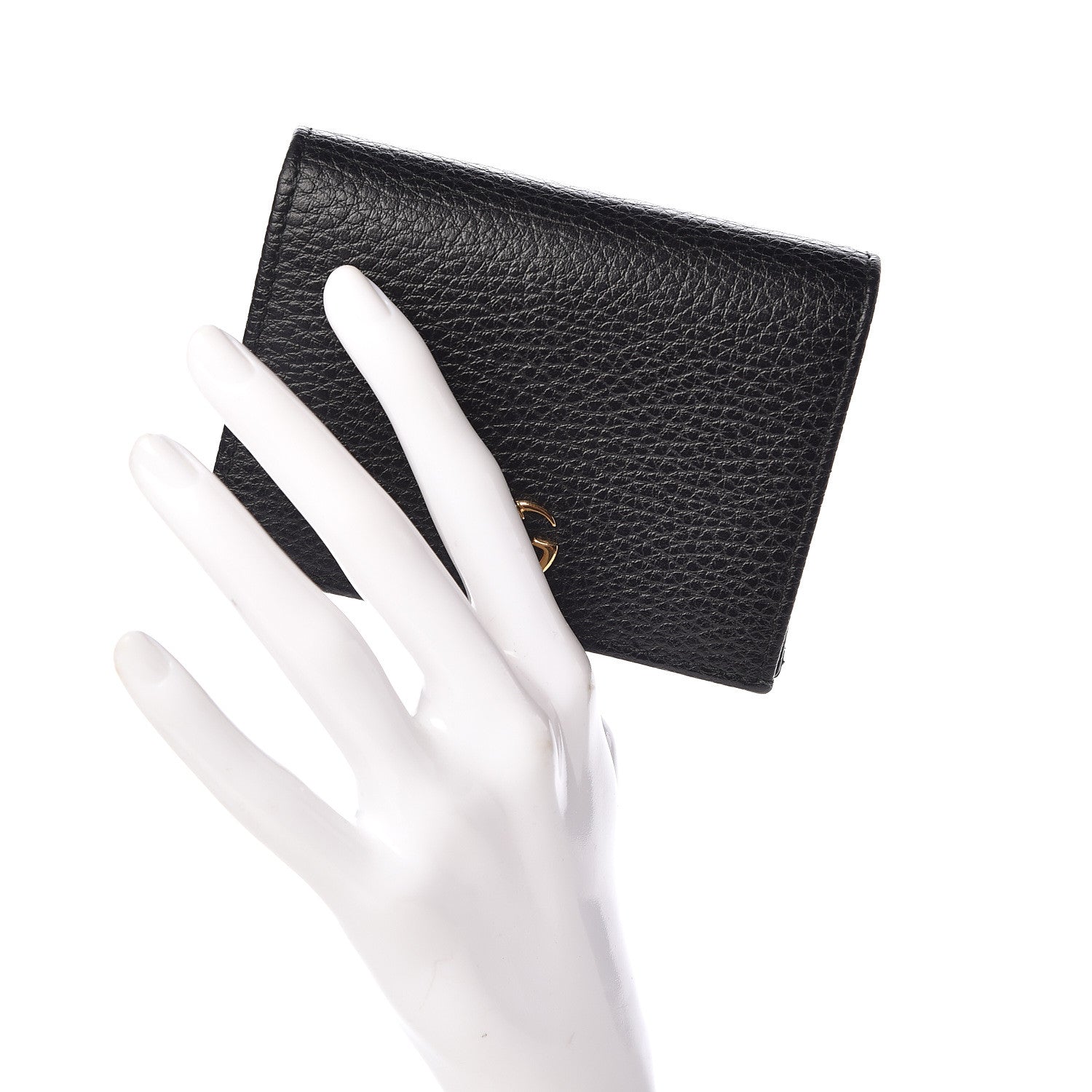 Gucci Pebbled Calfskin GG Marmont Card Case Black 2 of 8