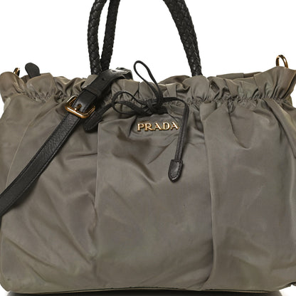 Prada Tessuto Nylon Nappa Braided Top Handle Tote Grey 8 of 16