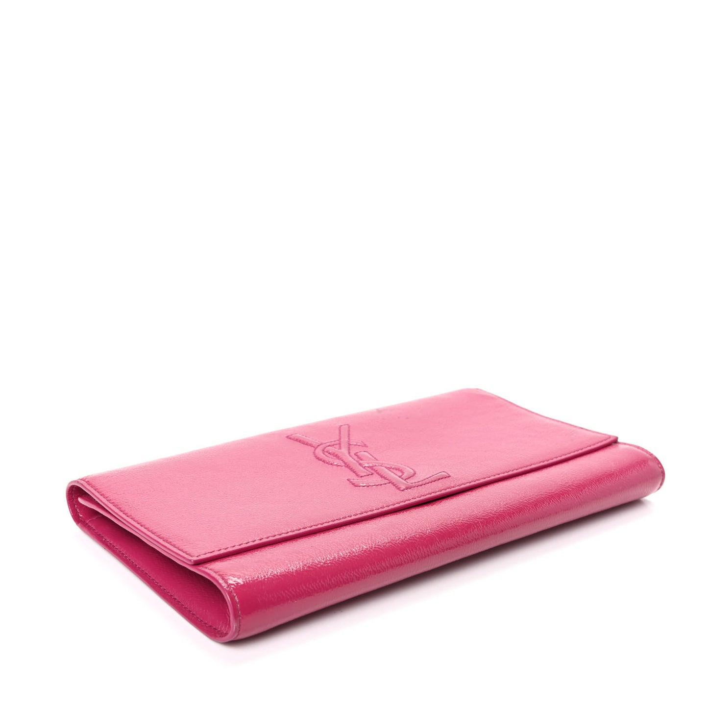 Textured Patent Monogram Large Belle De Jour Clutch Fuchsia