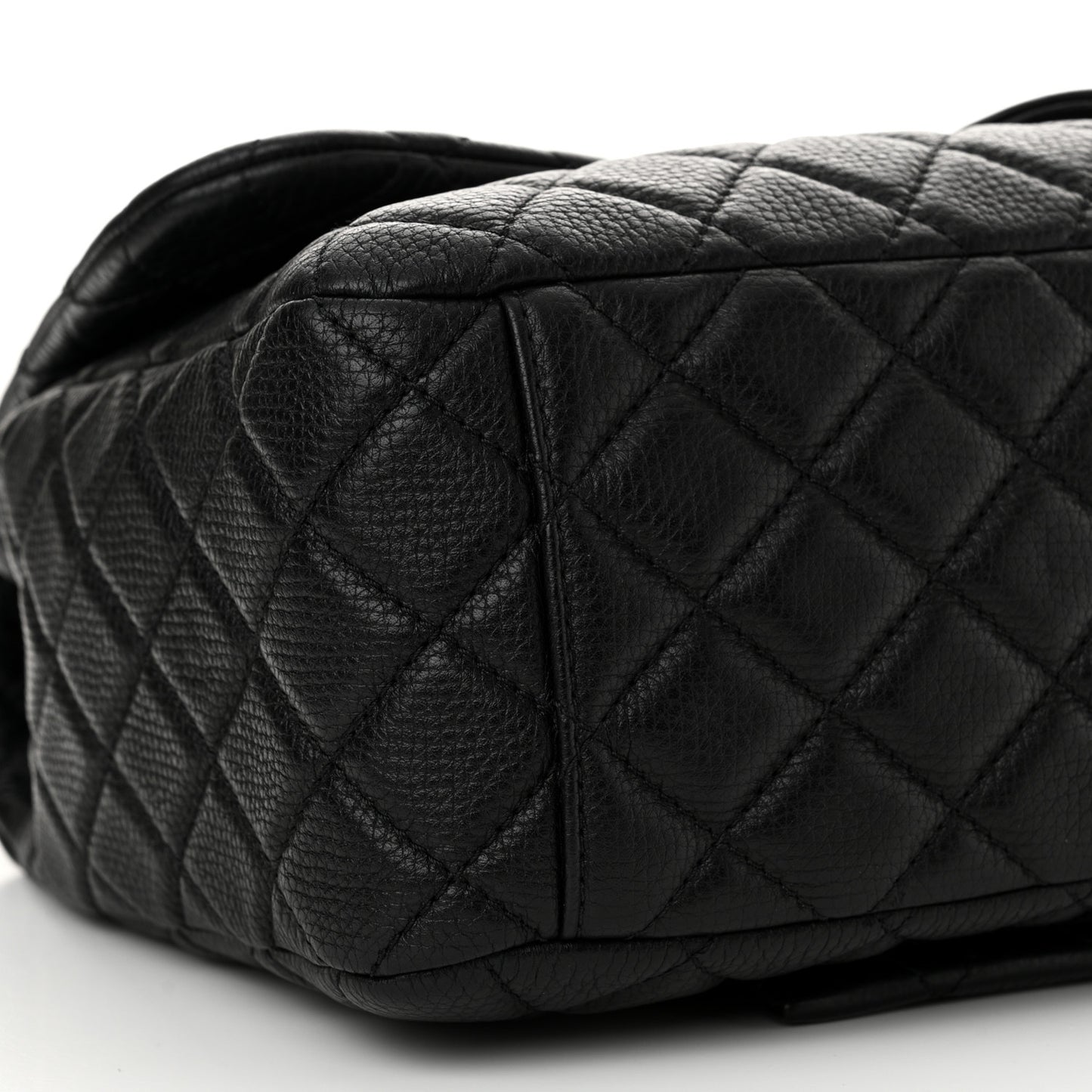 Grained Calfskin Quilted Small XXL Travel Flap Bag Black