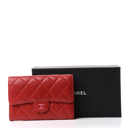 Chanel Lambskin Quilted Small Flap Wallet Red 9 of 9