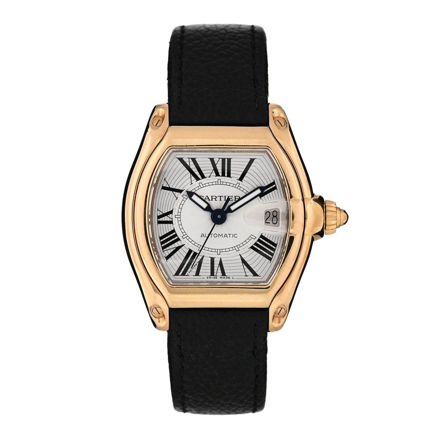 Cartier 18K Yellow Gold Calfskin 38mm Roadster Automatic Watch 1 of 5