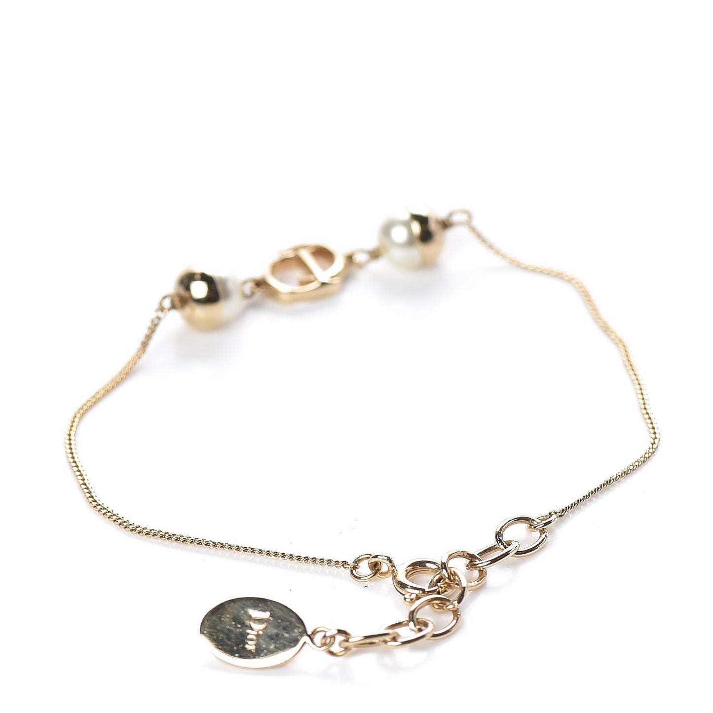 Pearl CD Logo Bracelet Gold