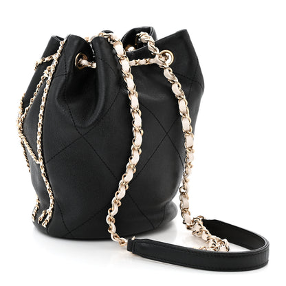 Chanel Lambskin Entwined Chain Bucket Bag Black 3 of 10