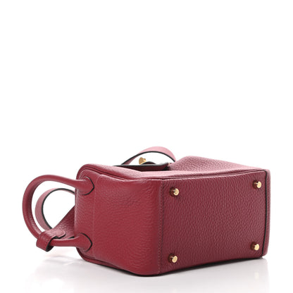 Hermes Taurillon Clemence Mini Lindy 20 Rouge Grenat 4 of 12