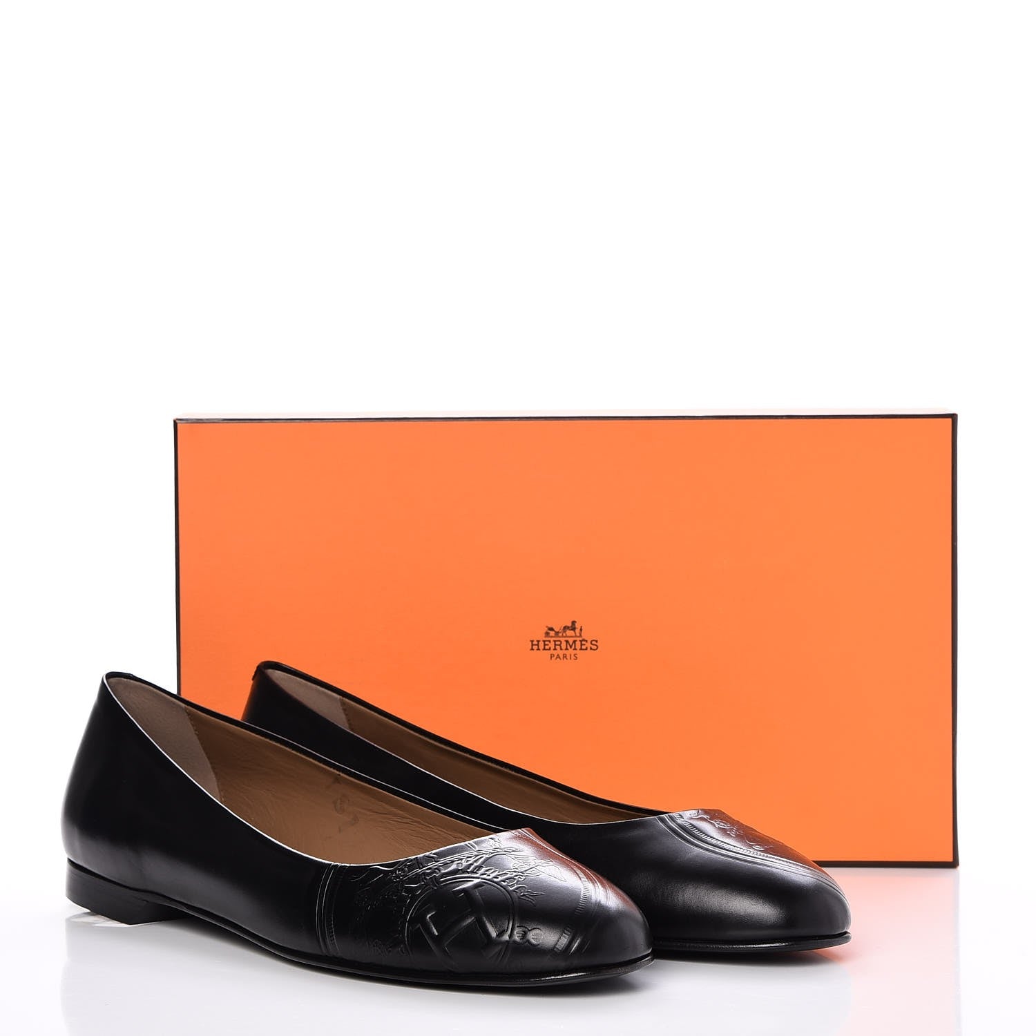 Hermes Glossy Calfskin Neuilly Ballerina Flats 38.5 Black 9 of 9