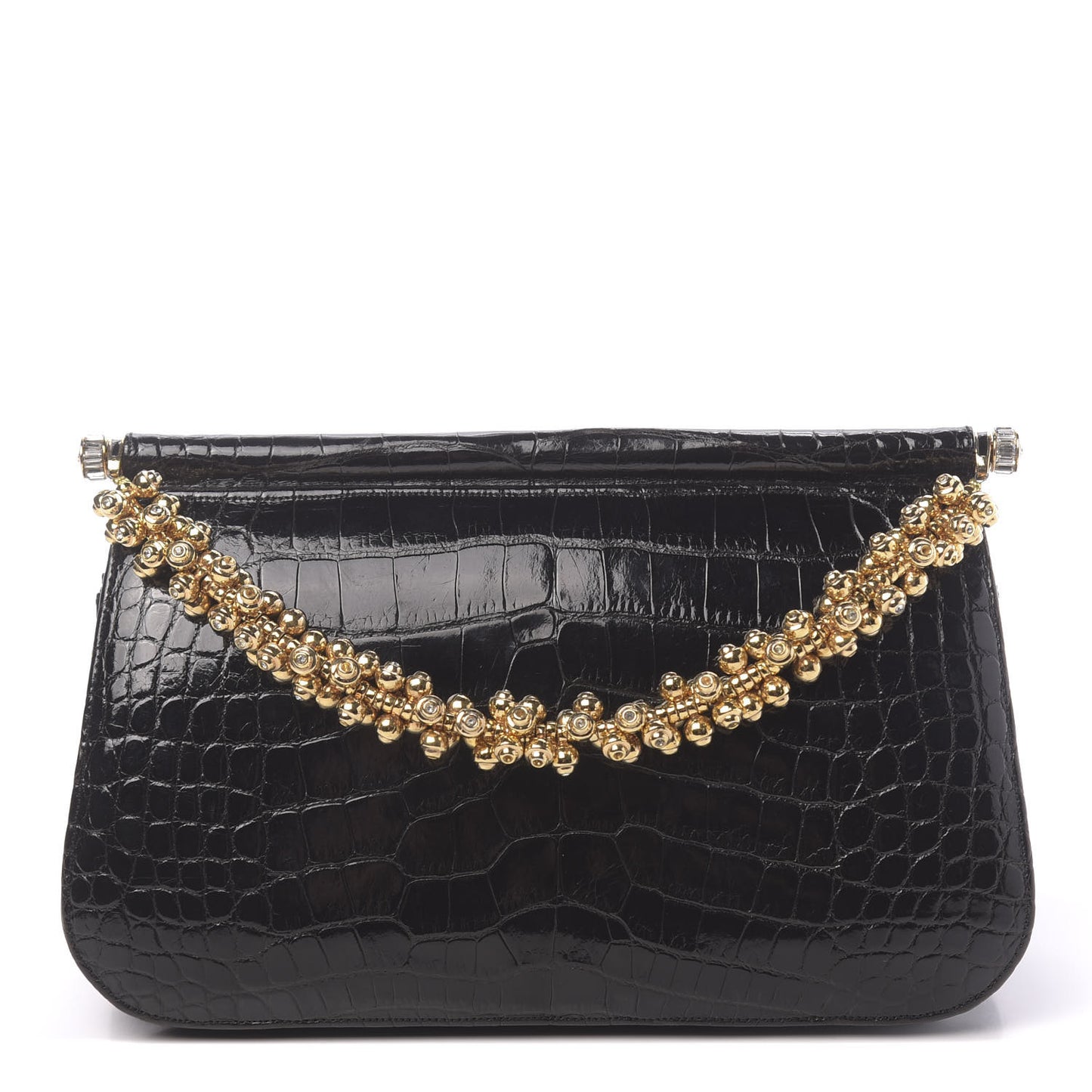 Alligator Crystal Evening Bag Black