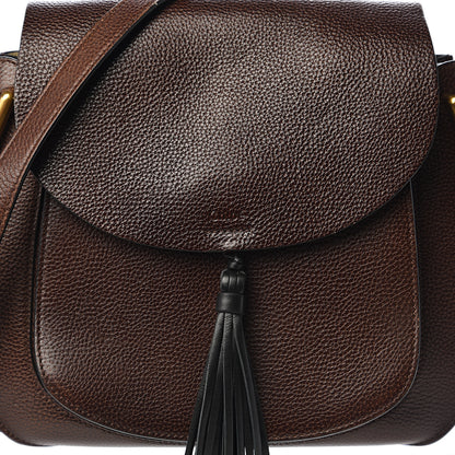 Chloe Grained Calfskin Medium Hudson Tassel Shoulder Bag Dark Wood 14 of 14
