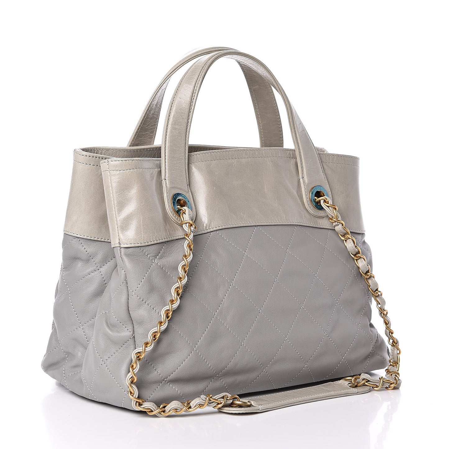 Calfskin Quilted Tote Light Grey