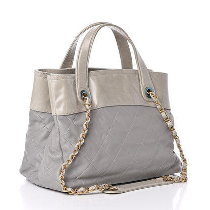 Chanel Calfskin Quilted Tote Light Grey 3 of 14