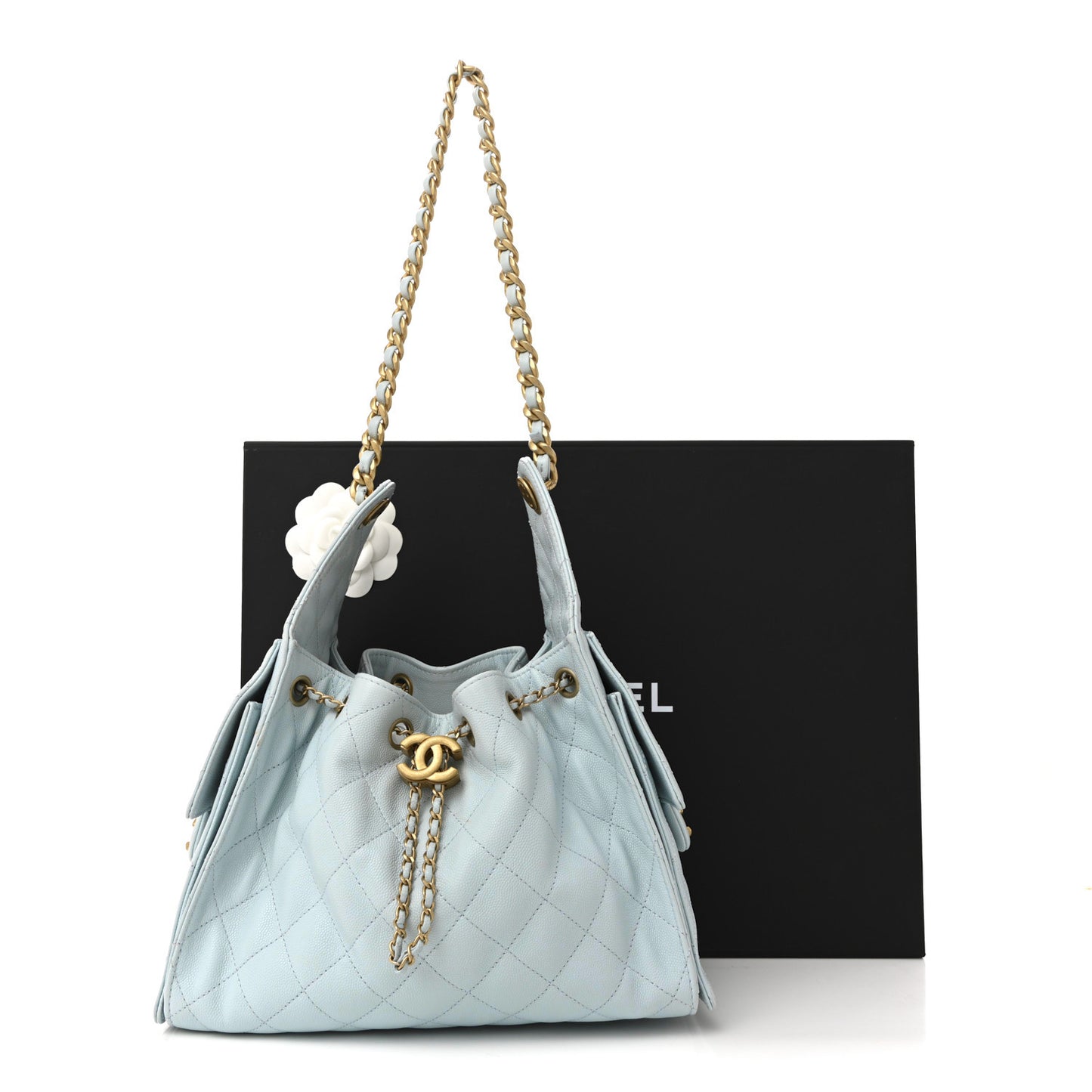 Caviar Quilted Small Chanel 25 Handbag Light Blue