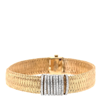 Roberto Coin 18K Yellow Gold Diamond Wide Silk Mesh Bracelet 1 of 5
