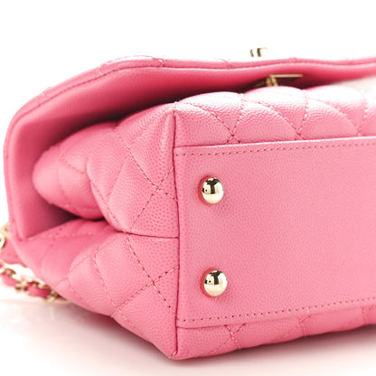 Chanel Caviar Quilted Lizard Embossed Extra Mini Coco Handle Flap Pink 8 of 10