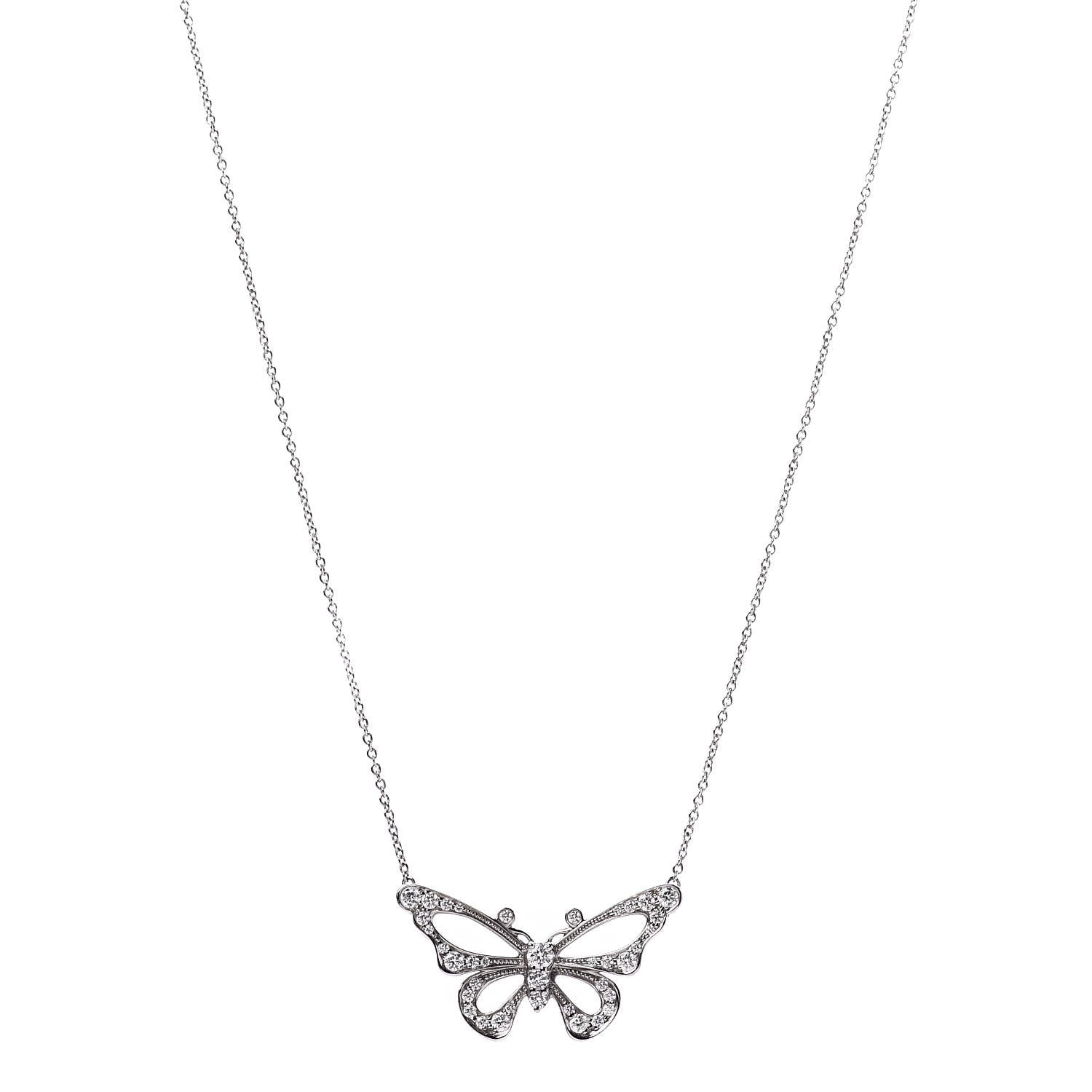 Tiffany Platinum Diamond .61ctw Enchant Butterfly Pendant Necklace 1 of 7