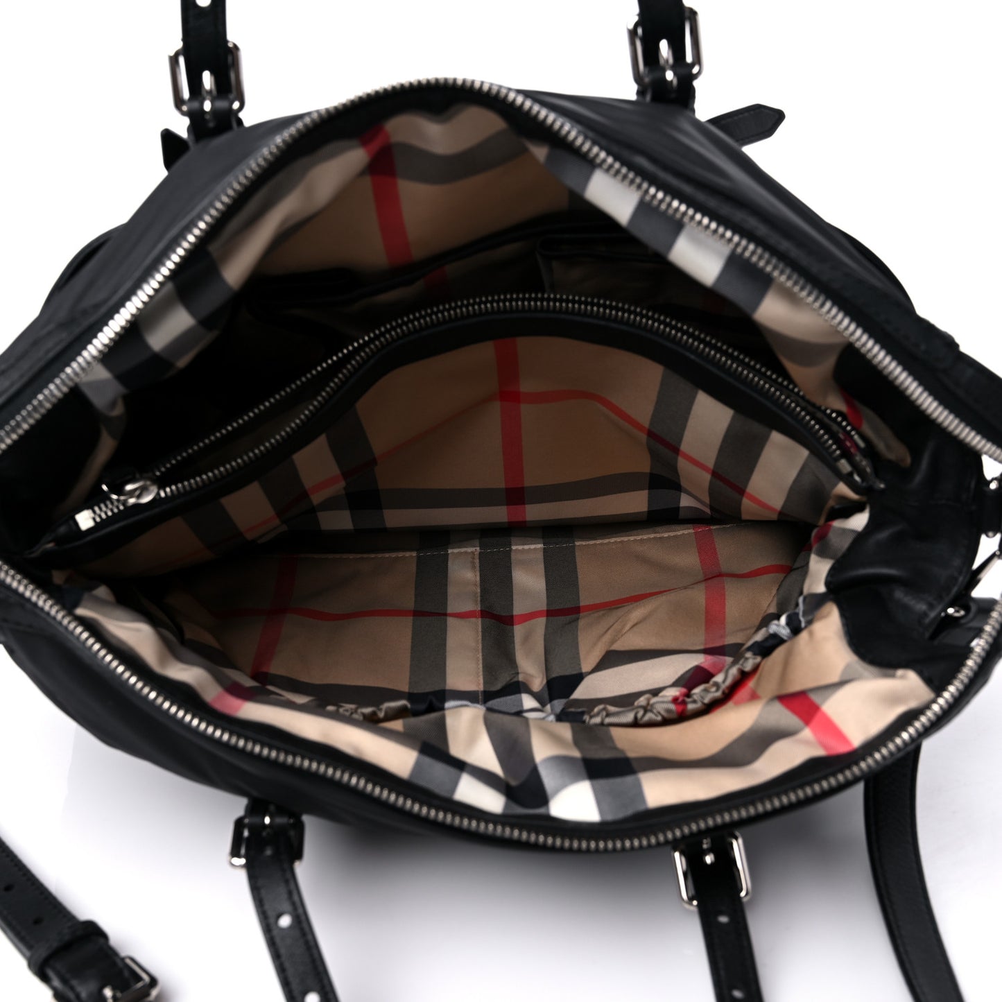 Nylon House Check Quilted Abbey Diaper Bag Black