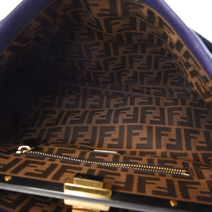 Fendi Goatskin Zucca Large Peekaboo Iconic Satchel Purple 8 of 10