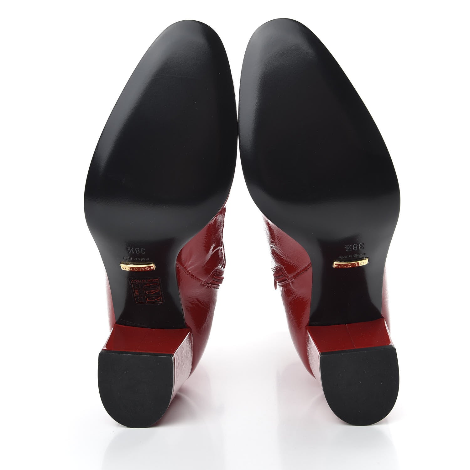 Gucci Patent Calfskin Stretch Boots 38.5 Hibiscus Red 5 of 10