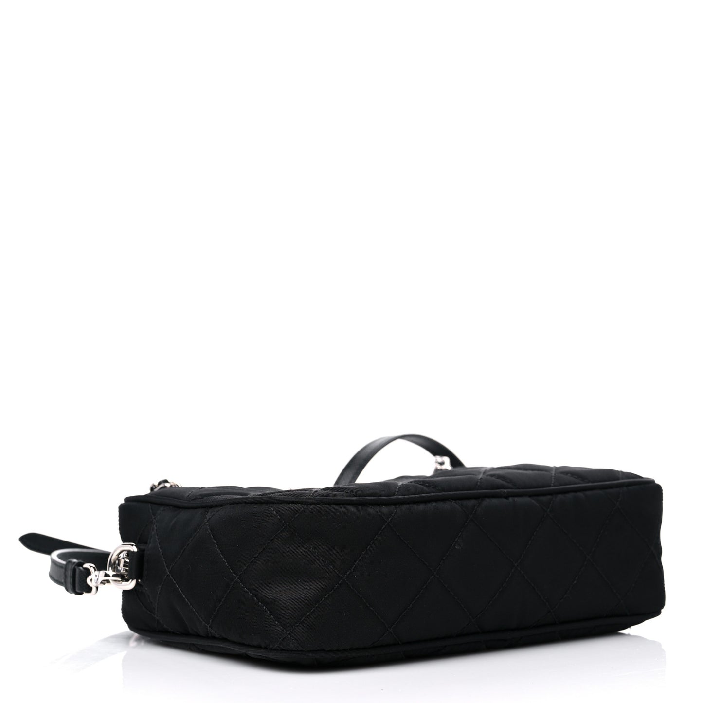 Nylon Tessuto Impuntu Quilted Bandoliera Crossbody Bag Black