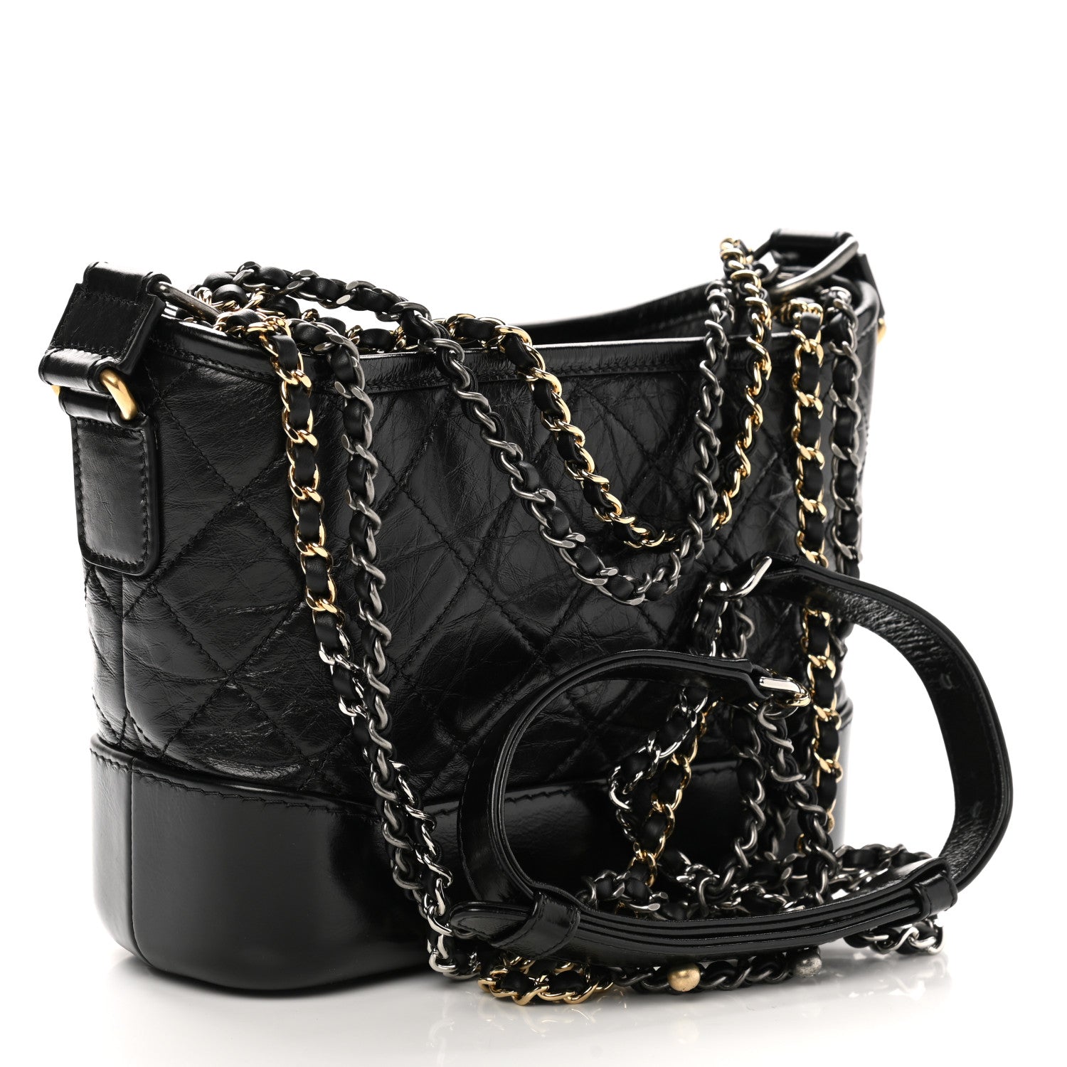 Chanel Aged Calfskin Quilted Small Gabrielle Hobo Black 4 of 19