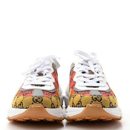 Gucci Monogram Multicolor Demetra Womens Rhyton Sneakers 37.5 Yellow Blue Great White Tabasco 2 of 7