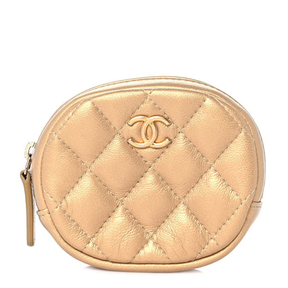 Chanel Metallic Lambskin Quilted Zip Around Classic Coin Purse Gold 1 of 10