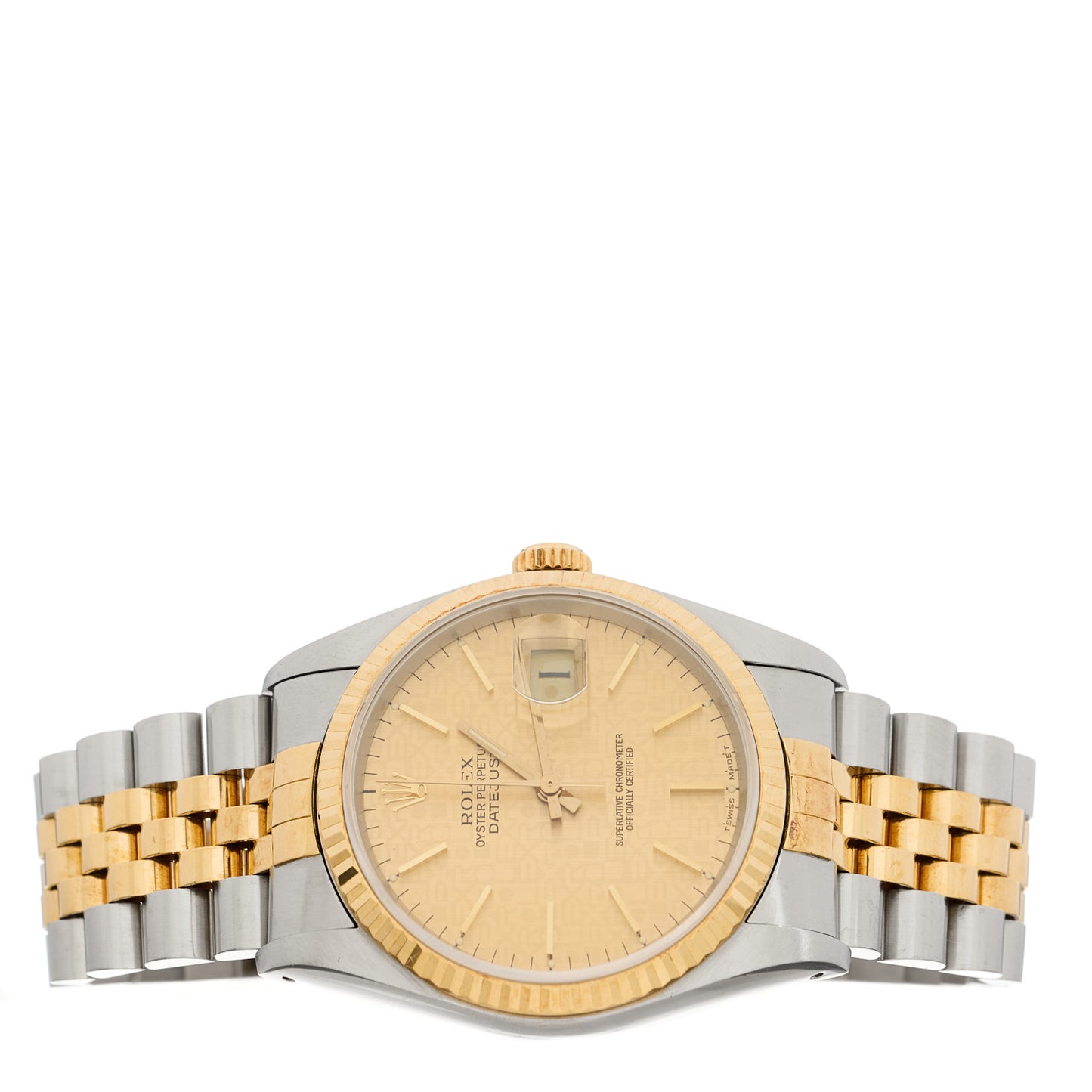 Stainless Steel 18K Yellow Gold 36mm Oyster Perpetual Datejust Watch Champagne Jubilee 16233