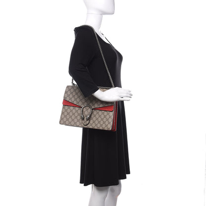 Gucci GG Supreme Monogram Suede Cudu Medium Dionysus Shoulder Bag Beige Ebony Vulcanic Red 2 of 10