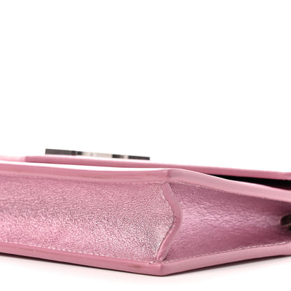 Saint Laurent Metallic Calfskin Monogram Envelope Chain Wallet Pink 10 of 10