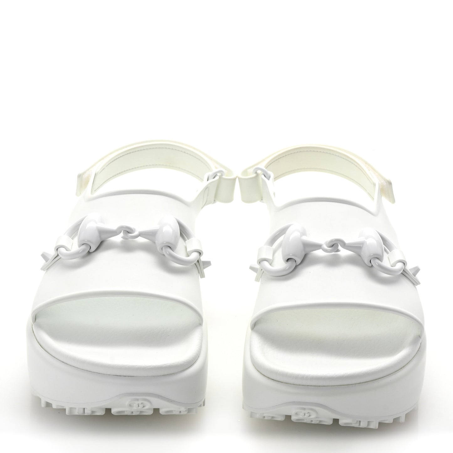 Soft Rubber Horsebit Touch Womens Strapped Sandals 37 Great White