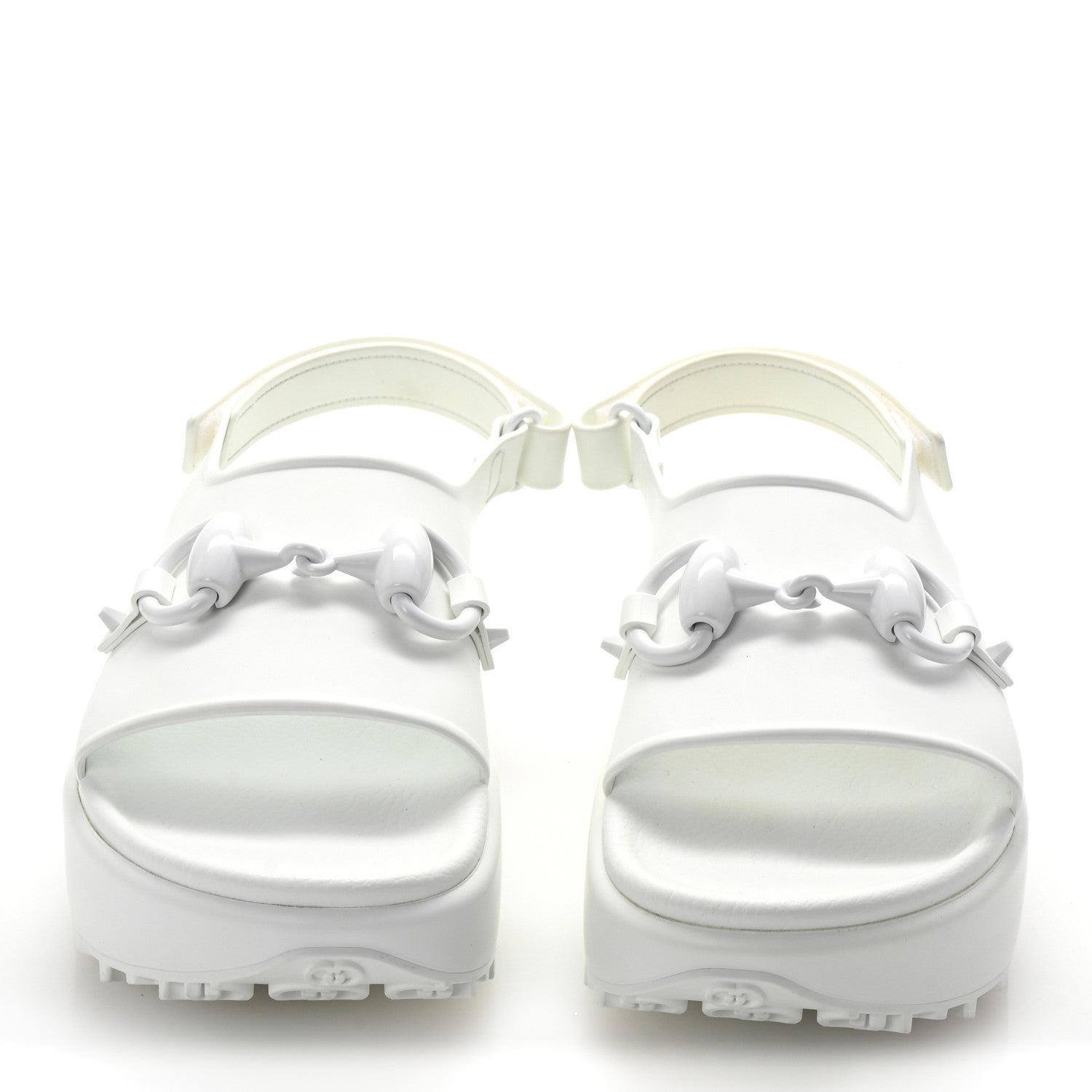 Gucci Soft Rubber Horsebit Touch Womens Strapped Sandals 37 Great White 3 of 8