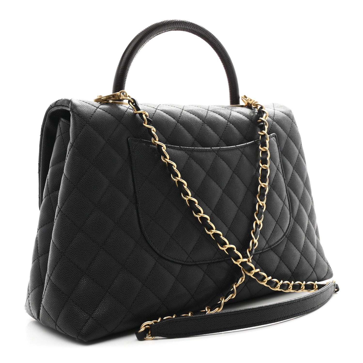 Chanel Caviar Lizard Quilted Medium Coco Handle Flap Black 3 of 11