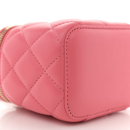 Chanel Lambskin Quilted Pearl Crush Mini Vanity Case With Chain Dark Pink 9 of 10