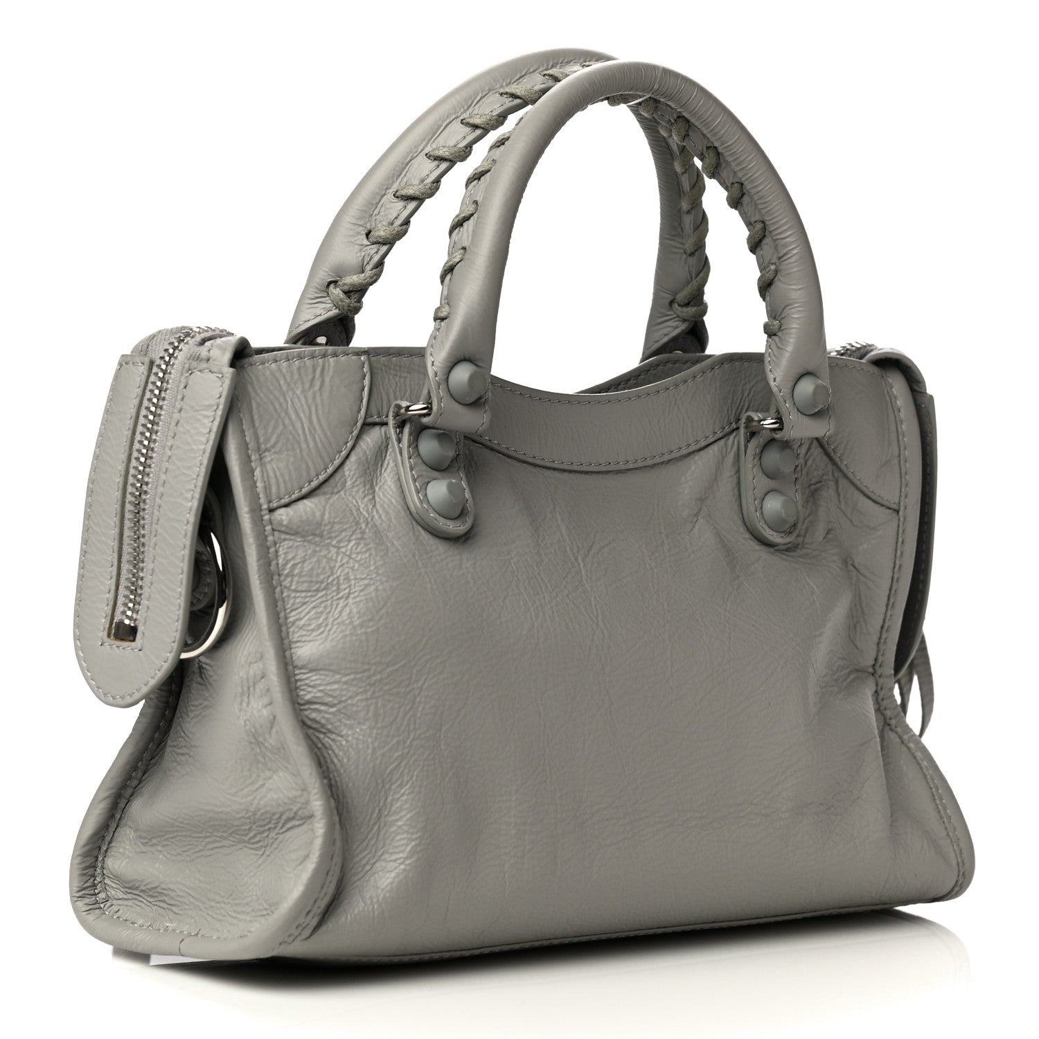 Balenciaga Matte Goatskin Rubber Covered Classic Hardware Mini City Gris Glace 3 of 12