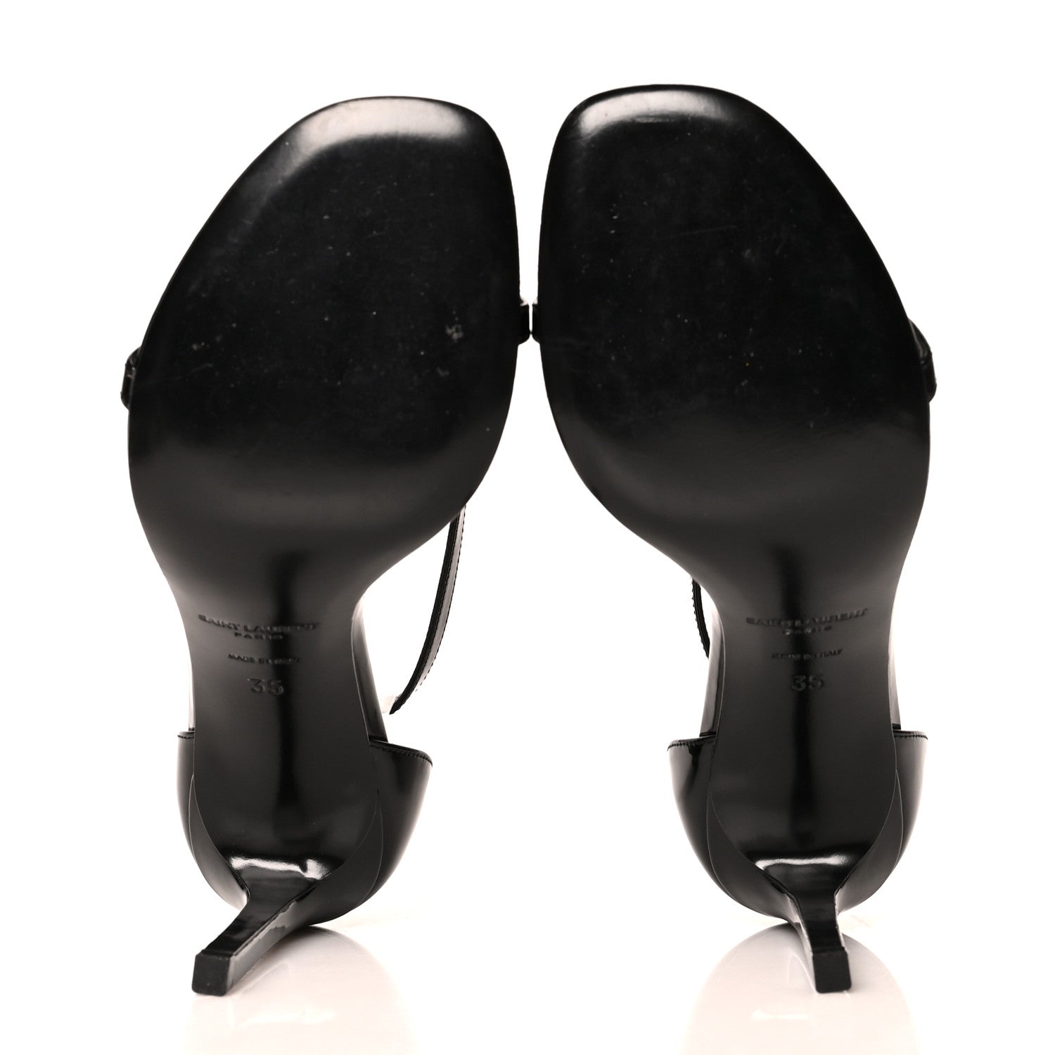 Saint Laurent Patent Calfskin Jane 110 Ankle Strap Sandals 35 Black 5 of 8
