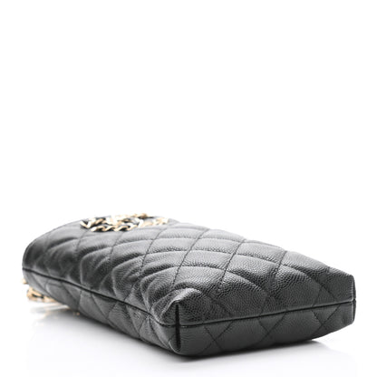 Chanel Caviar Quilted French New Wave Phone Holder With Chain Black 4 of 11
