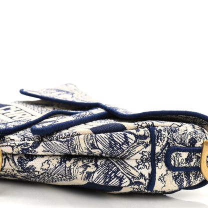 Christian Dior Canvas Embroidered Toile de Jouy Saddle Bag Blue 10 of 10
