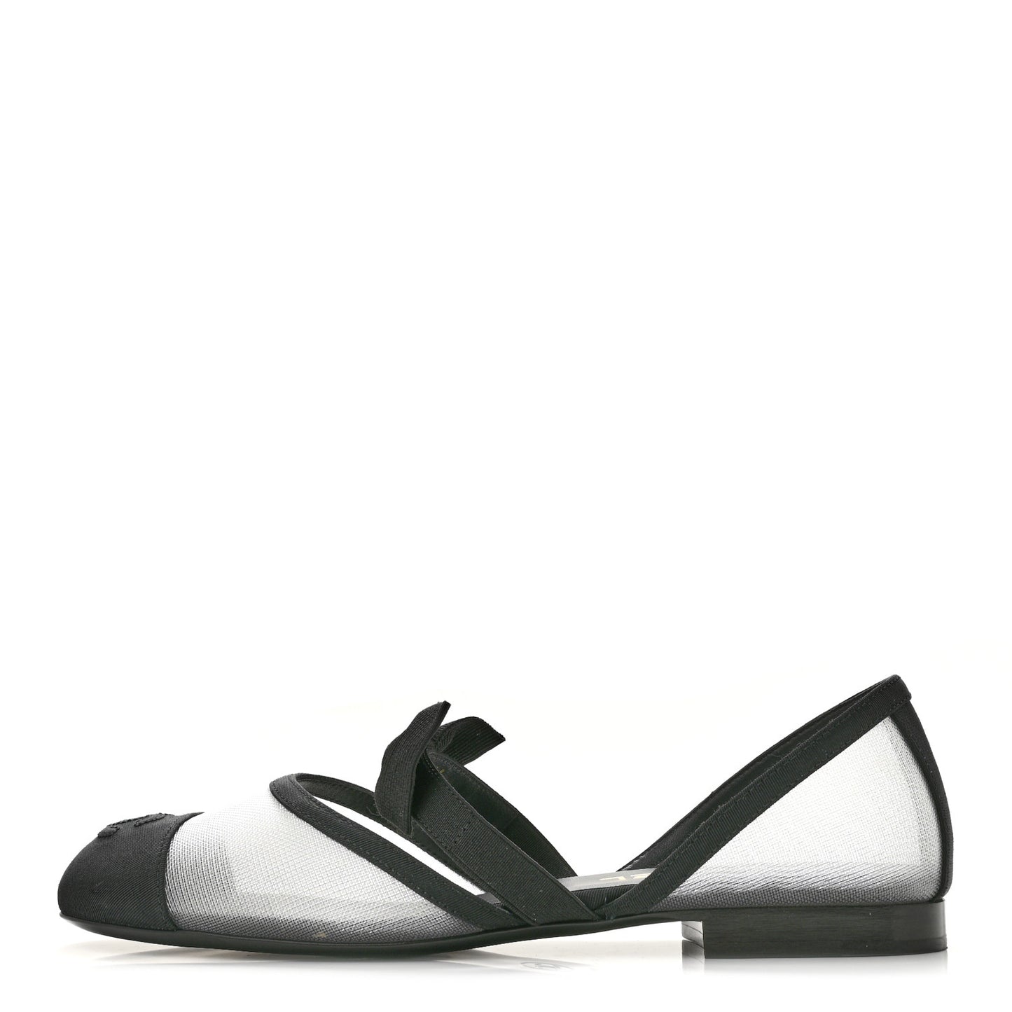 Mesh Grosgrain Mary Janes Flats 37 White Black