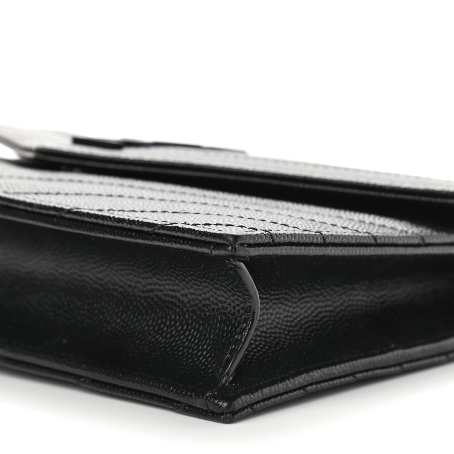 Saint Laurent Grain De Poudre Matelasse Chevron Monogram Envelope Chain Wallet Black 8 of 8