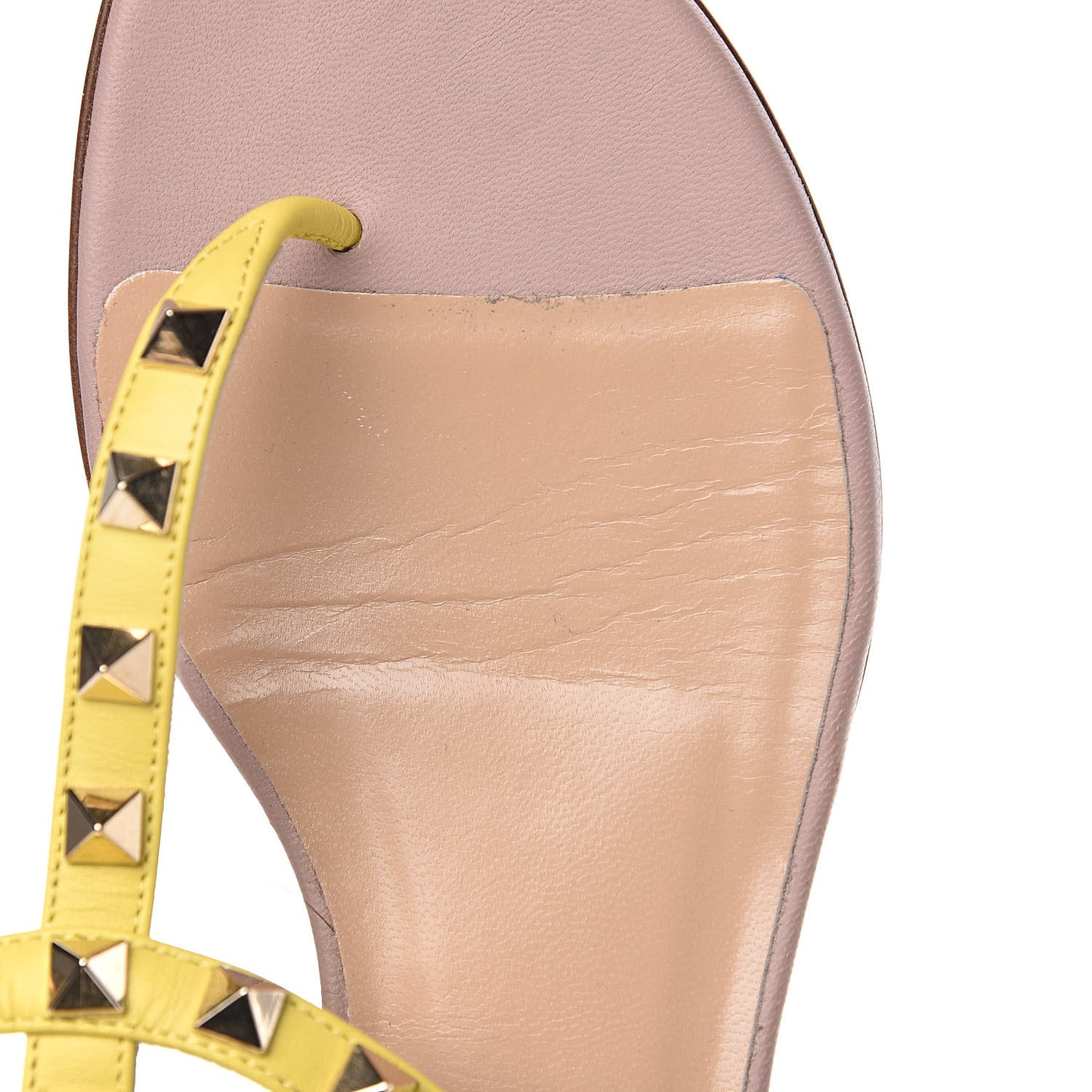 Nappa Rockstud Ankle Wrap Flat Thong Sandals 35 Yellow
