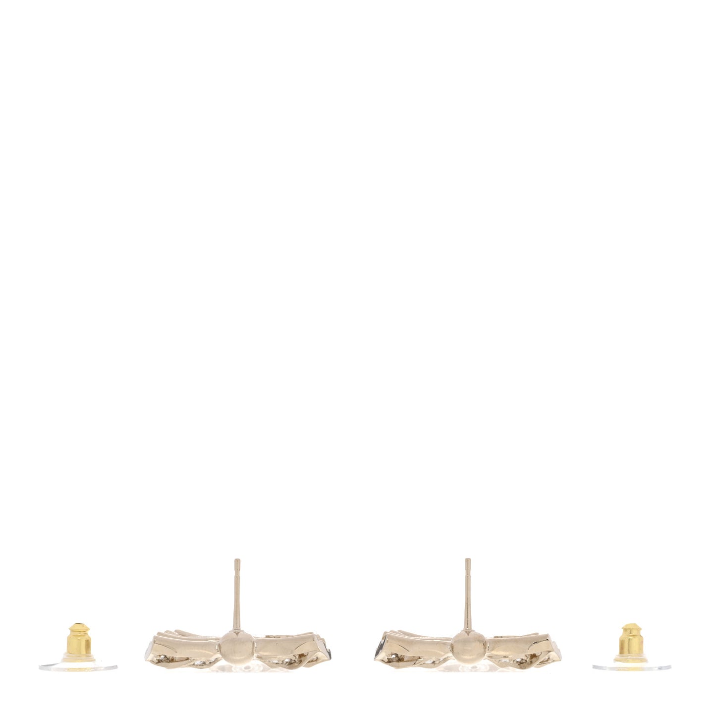 Crystal CC Bow Drop Earrings Gold