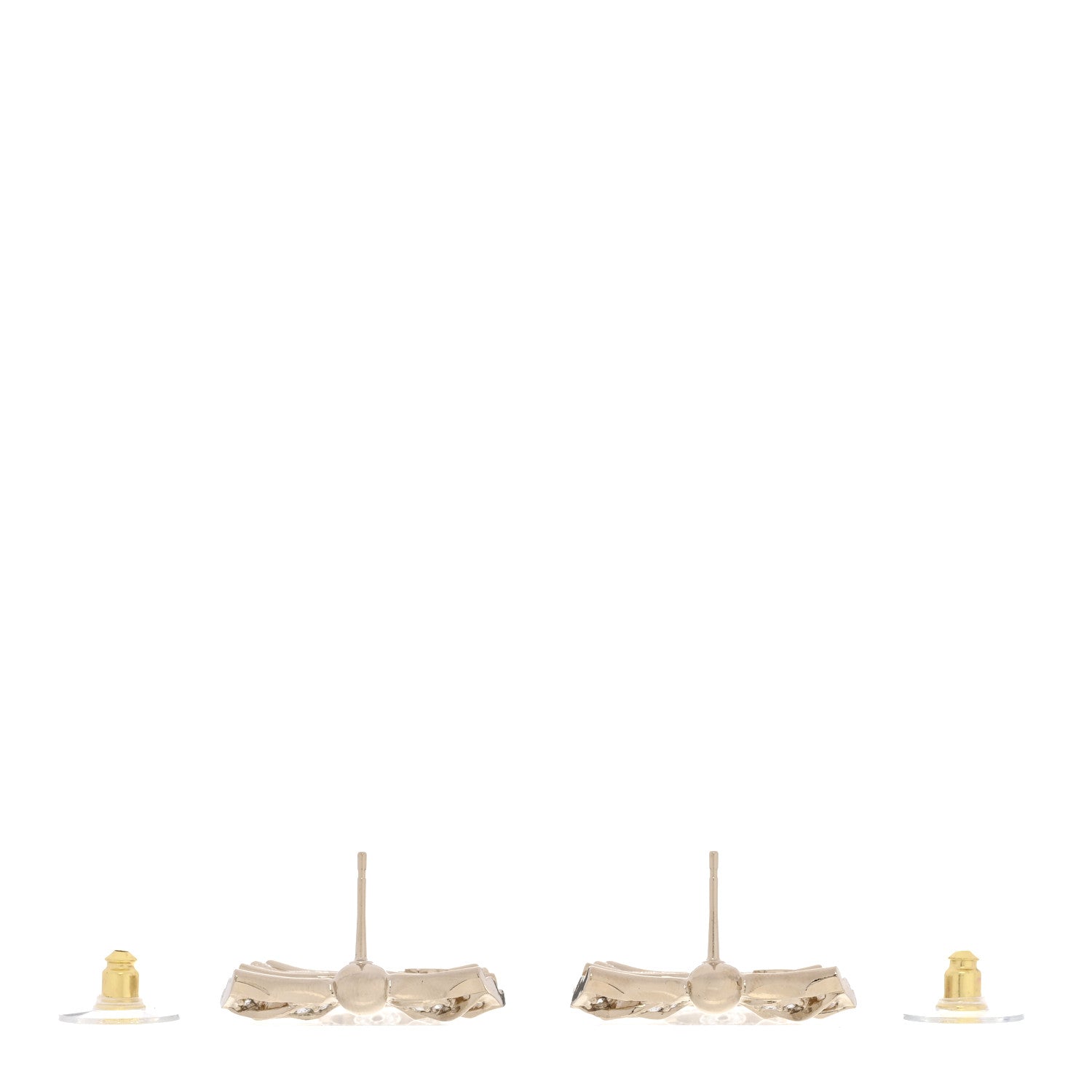 Chanel Crystal CC Bow Drop Earrings Gold 3 of 5