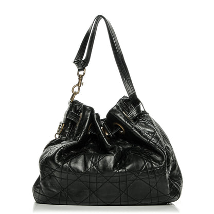 Christian Dior Lambskin Cannage Stitched Drawsting Tote Black 1 of 8