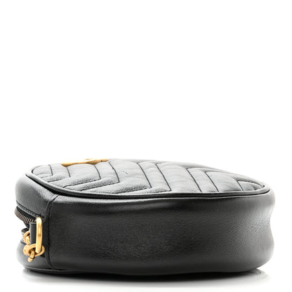 Gucci Azalea Calfskin Matelasse Heart Mini GG Marmont Round Shoulder Bag Black 4 of 11